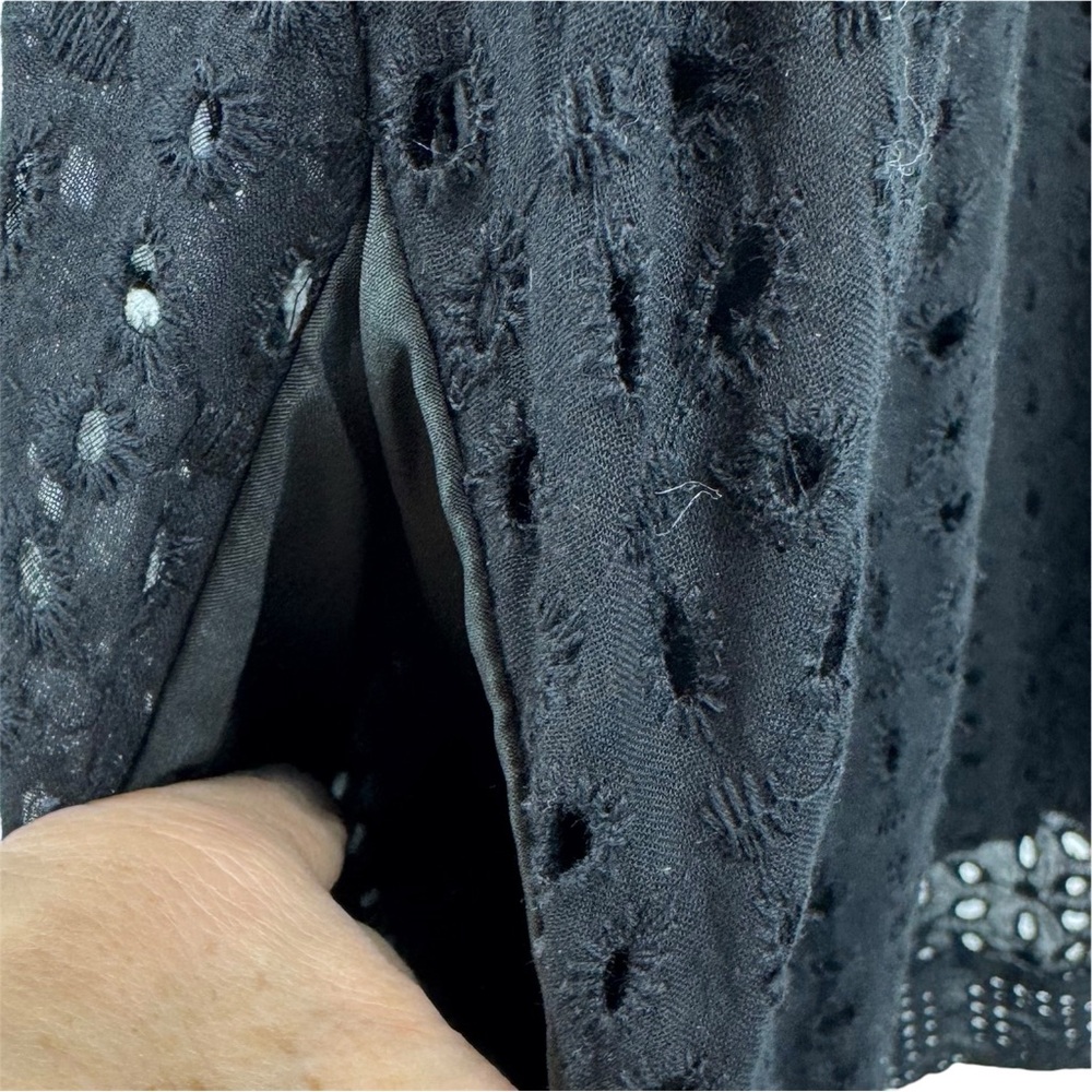 New black eyelet v-neck dress romper with shorts underneath size Small - Picture 7 of 16